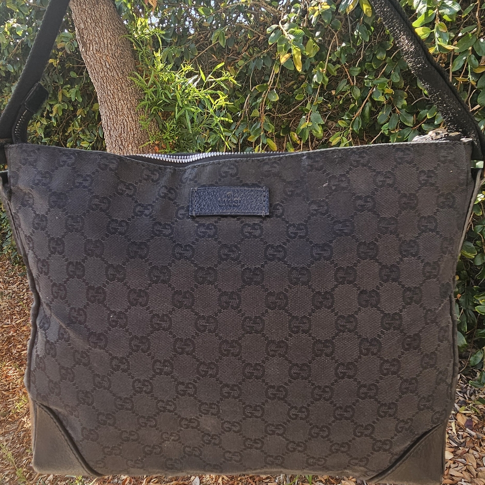 Gucci Black Monogram Messenger Bag